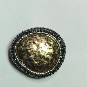 Zara Ring Maxi Glitter Chunky Textured Asymmetrical Size S 12